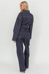Belisse Straight Leg Pants Denim Blue
