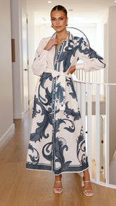 Lucia Long Sleeve Maxi Dress - Cream Zayna