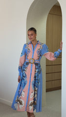 Naliah Long Sleeve Maxi Dress - Willow Blue