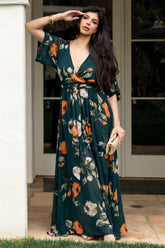 Kia Kimono Maxi Dress | Deep Topaz Floral