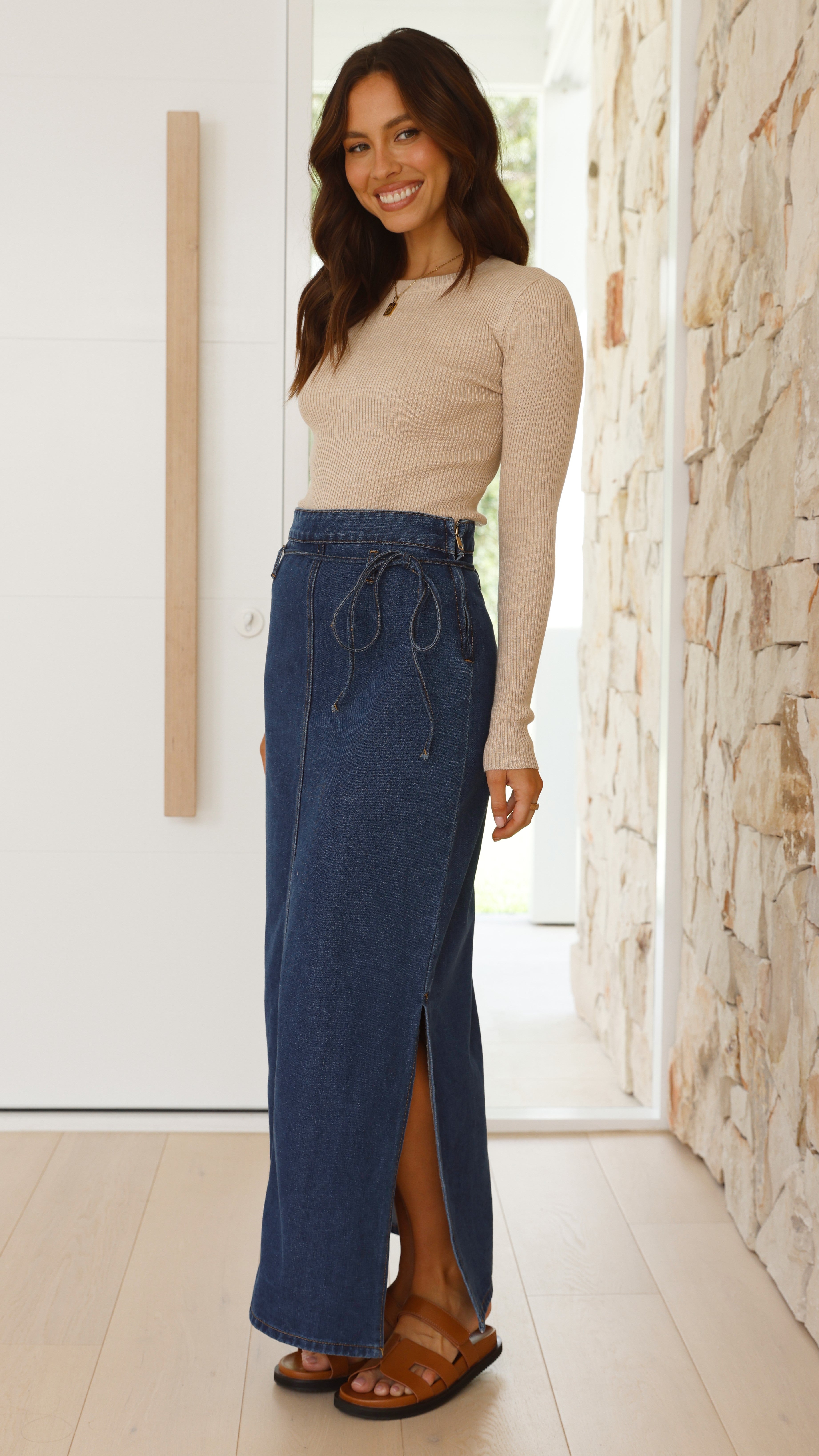 Kahlilia Maxi Skirt - Mid Blue Denim