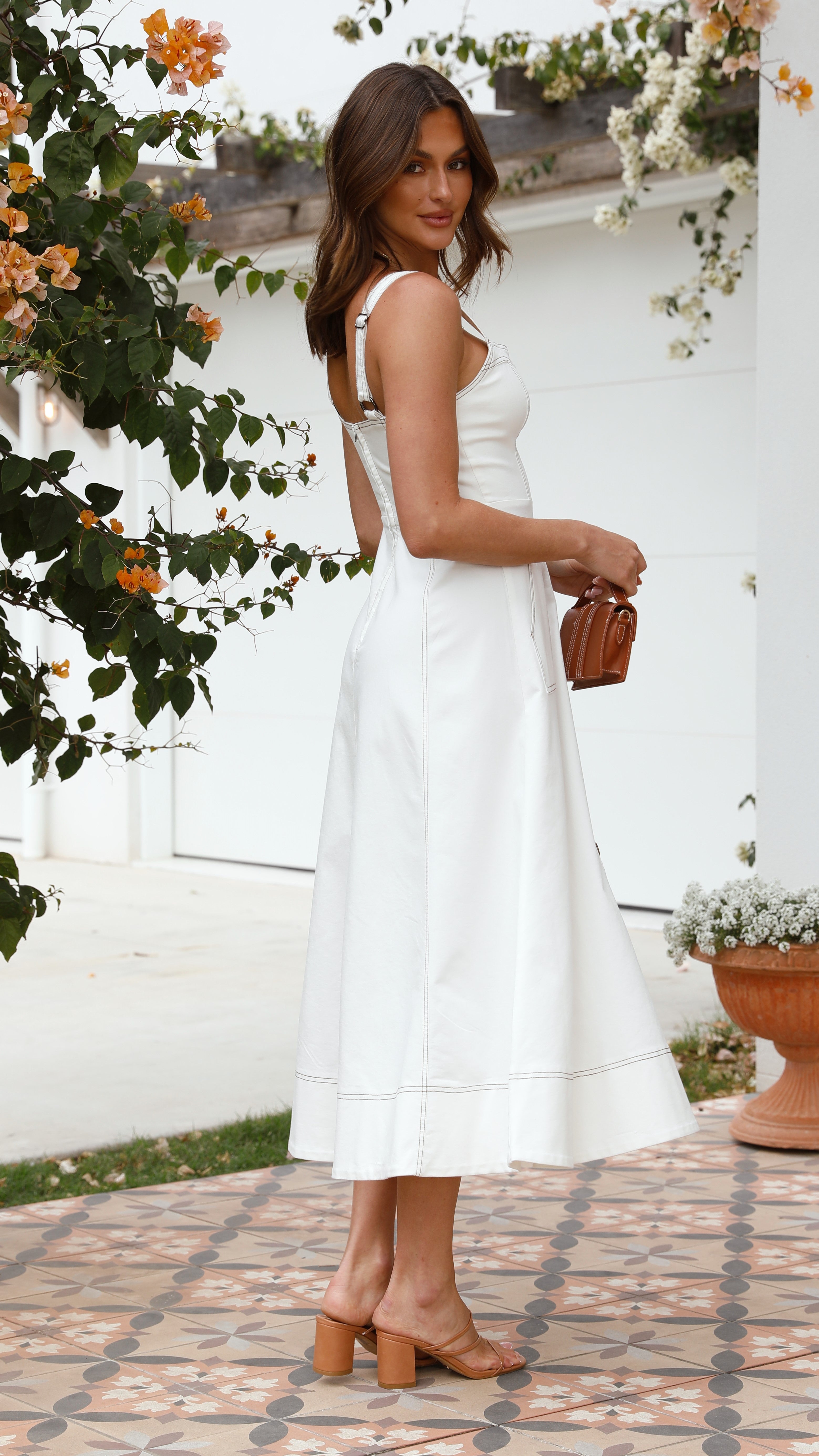 Indigo Midi Dress - White Denim