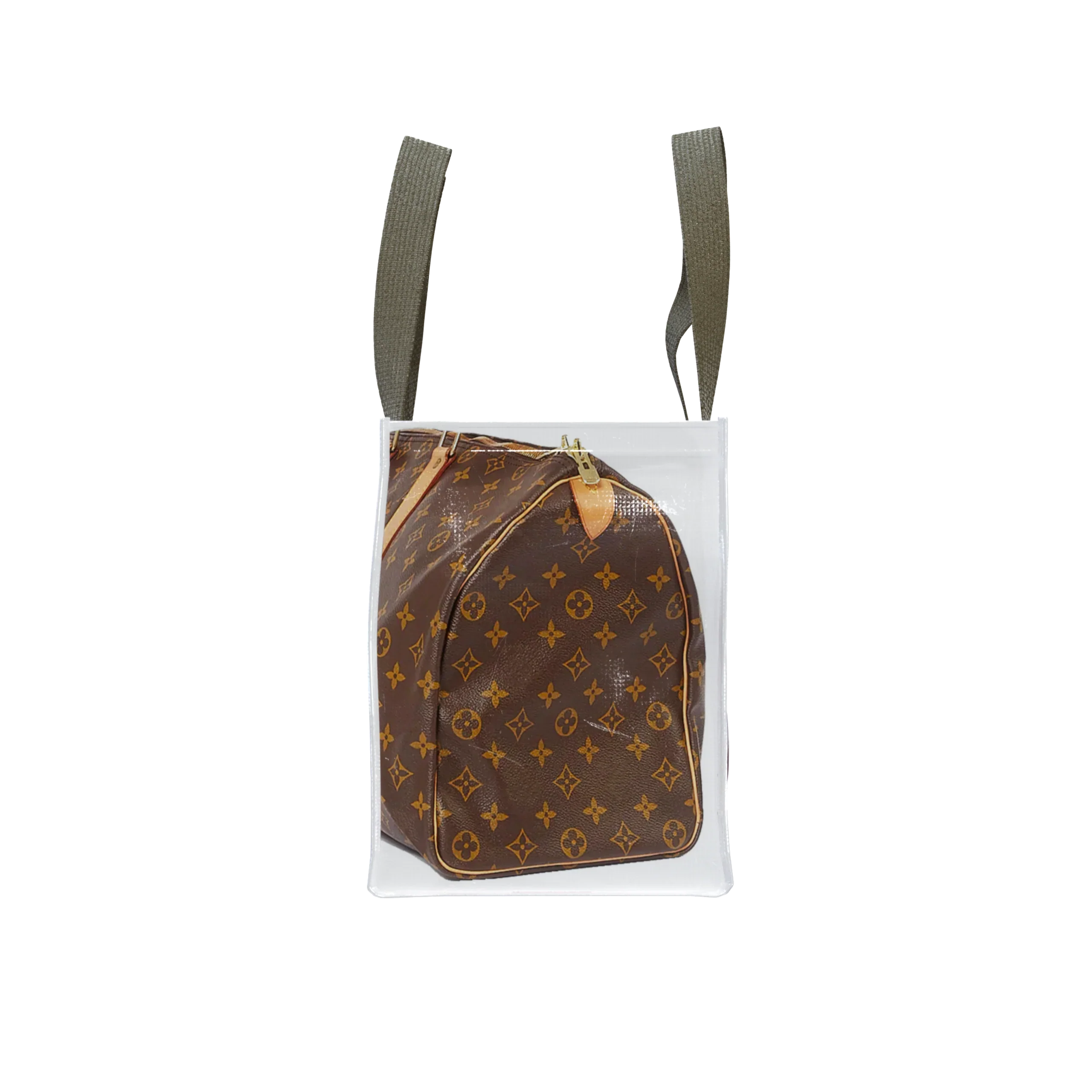 TITA ELVIE duffle Grocery Bag, brown  canvas, large