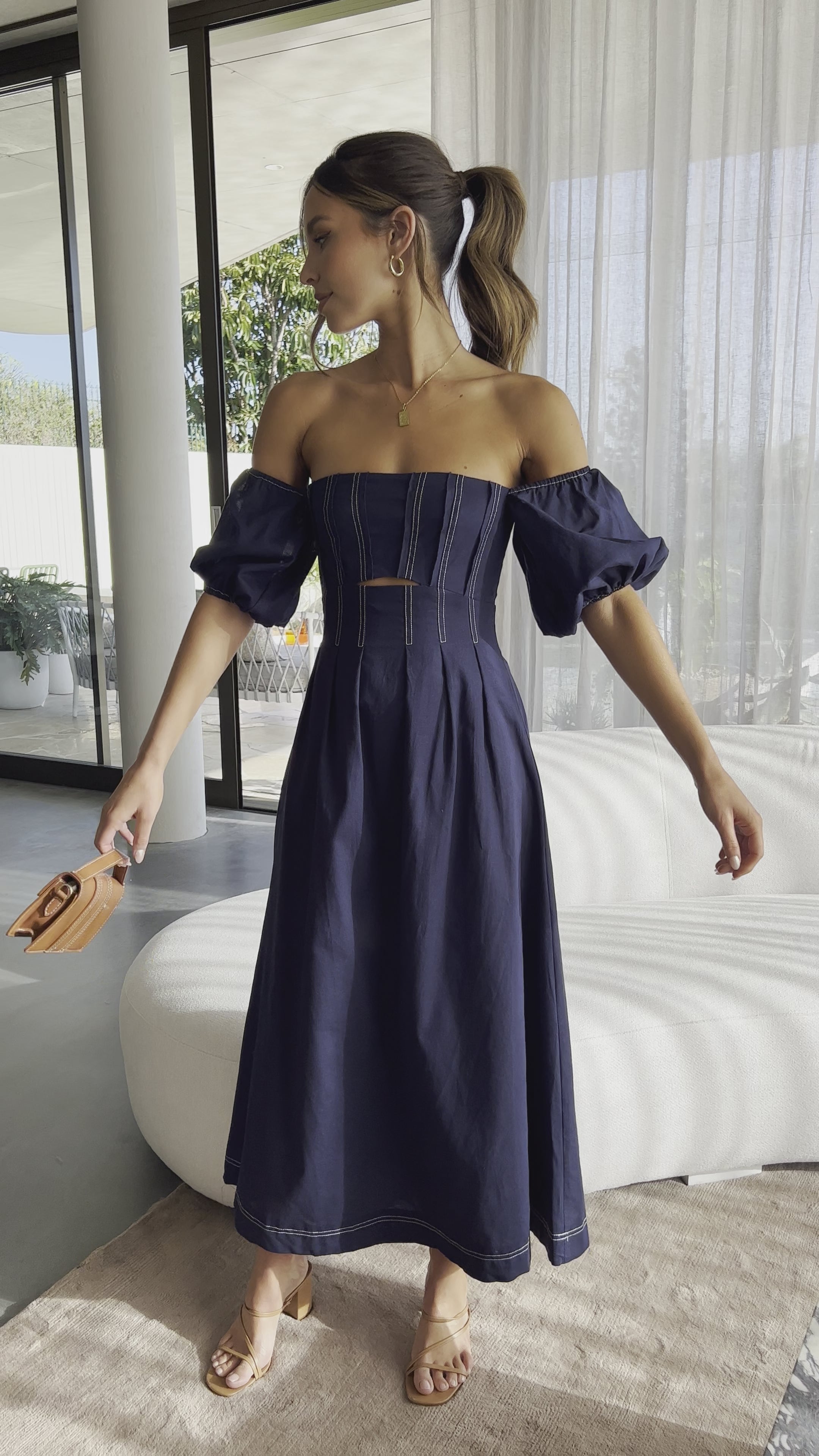 Claira Midi Dress - Navy