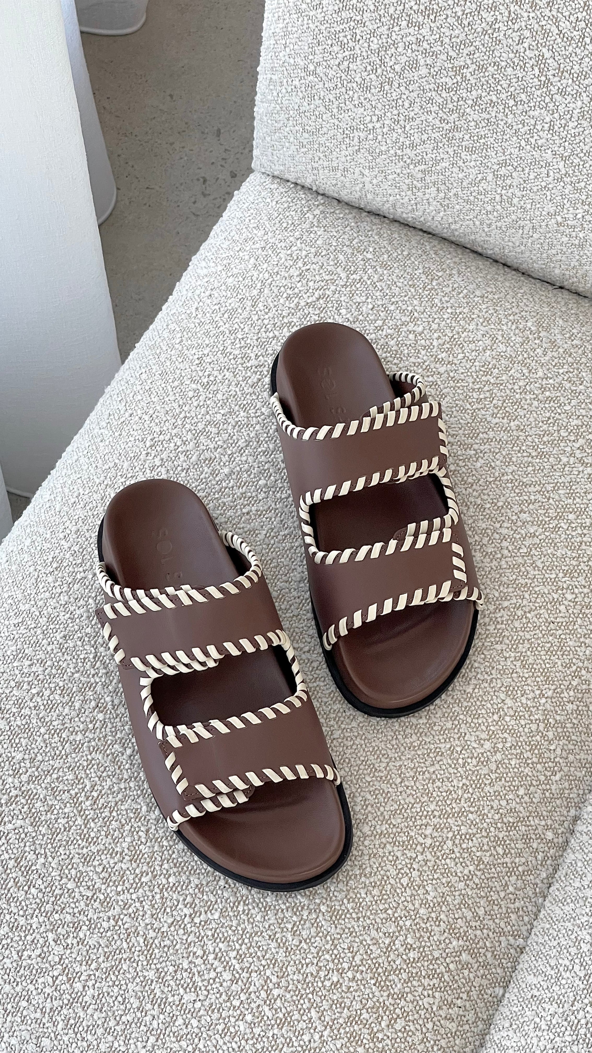 Sol Sana Fontelina Footbed - Cocoa / Off White Trim