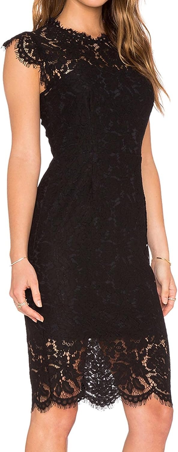 MEROKEETY Sleeveless Lace Floral Elegant Cocktail Dress